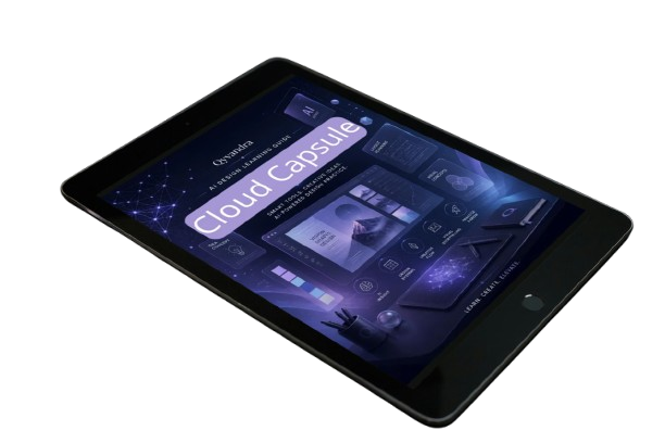 Tablet device displaying a software interface with 'Cloud Capsule' branding on a white background