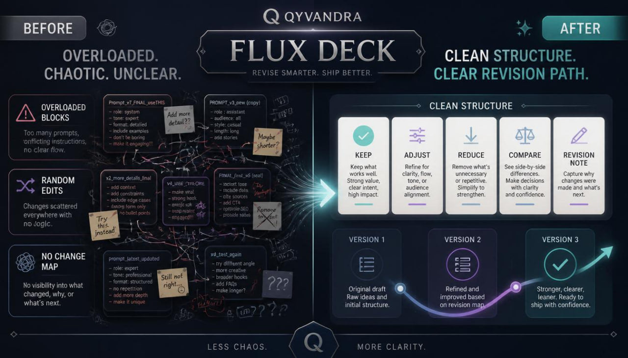 Comparison of Qyvandra Flux Deck before and after using a clean structure.
