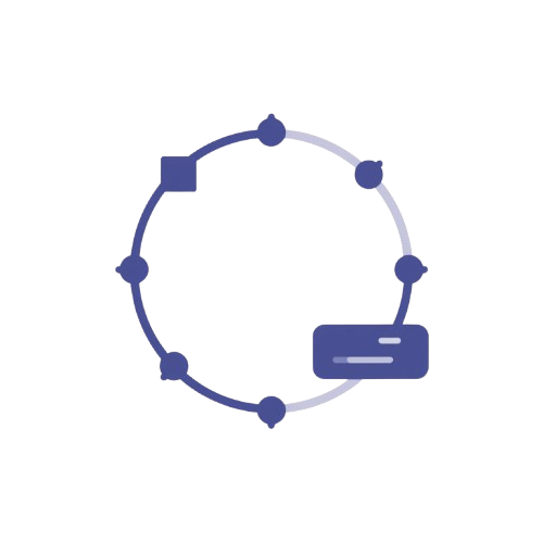 Diagram of a network connection with a central device and connected nodes on a white background