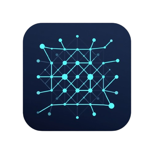 Geometric design with blue dots and lines on a dark blue background