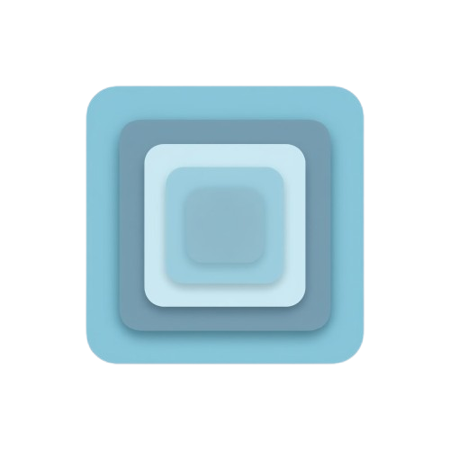 Stack of square-shaped blue and gray objects on a white background
